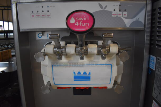 2012 Taylor 794-33 Stainless Steel Commercial Floor Style Air Cooled 2 Flavor w/ Twist Soft Serve Ice Cream Machine on Commercial Casters. 208-230 Volts, 3 Phase. 20x34x60 - Image 4 of 8