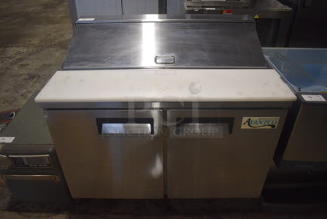 Avantco 178APT48HC Stainless Steel Commercial Sandwich Salad Prep Table Bain Marie Mega Top on Commercial Casters. 115 Volts, 1 Phase. 47x31x42.5. Tested and Working!