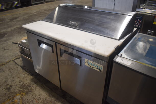 Avantco 178APT48HC Stainless Steel Commercial Sandwich Salad Prep Table Bain Marie Mega Top on Commercial Casters. 115 Volts, 1 Phase. 47x31x42.5. Tested and Working! - Image 3 of 9