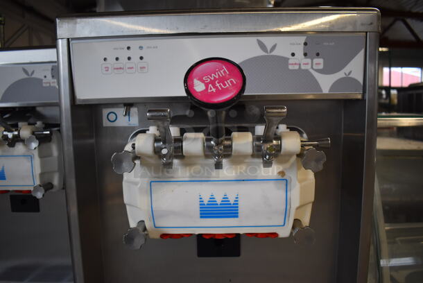 2012 Taylor 794-33 Stainless Steel Commercial Floor Style Air Cooled 2 Flavor w/ Twist Soft Serve Ice Cream Machine on Commercial Casters. 208-230 Volts, 3 Phase. 20x34x60 - Image 5 of 7