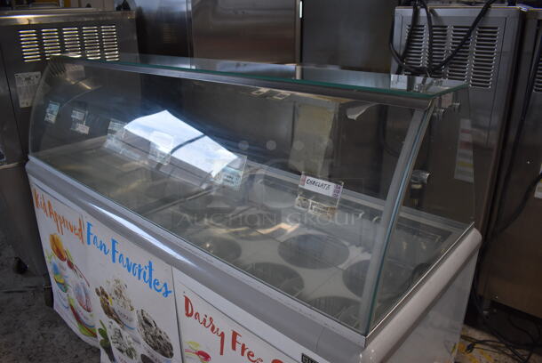 Maxx Cold MXDC-12 Metal Commercial Ice Cream Dipping Cabinet w/ Ice Cream Barrel Holders and Collars on Commercial Casters. 115 Volts, 1 Phase. 70x28x51. Tested and Working! - Image 3 of 7