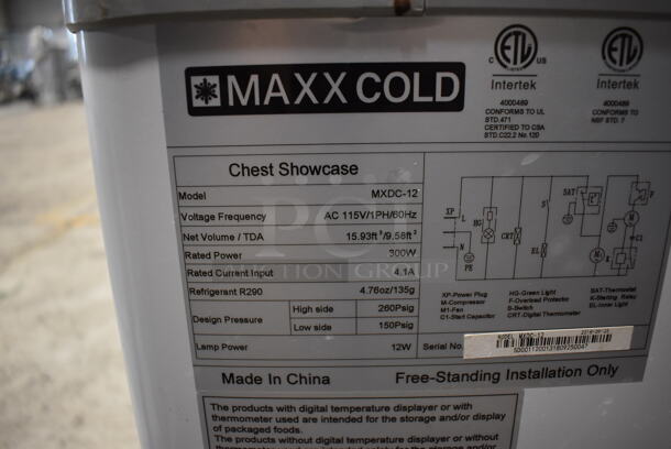Maxx Cold MXDC-12 Metal Commercial Ice Cream Dipping Cabinet w/ Ice Cream Barrel Holders and Collars on Commercial Casters. 115 Volts, 1 Phase. 70x28x51. Tested and Working! - Image 7 of 7
