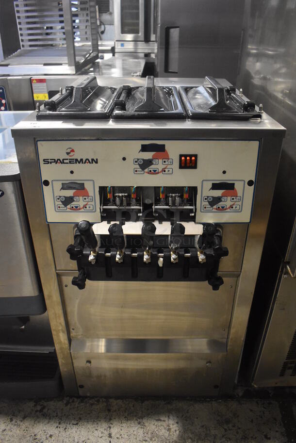 Spaceman 6265 Stainless Steel Commercial Countertop Air Cooled 2 Flavor w/ Twist Soft Serve Ice Cream Machine. 220 Volts, 1 Phase. 24x37x42 - Image 1 of 8