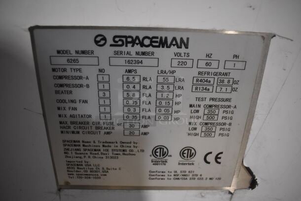 Spaceman 6265 Stainless Steel Commercial Countertop Air Cooled 2 Flavor w/ Twist Soft Serve Ice Cream Machine. 220 Volts, 1 Phase. 24x37x42 - Image 8 of 8