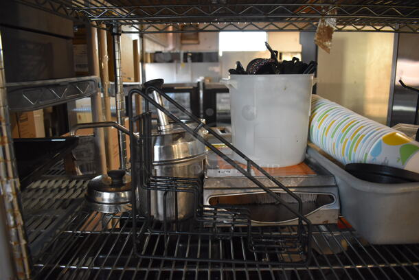 ALL ONE MONEY! Tier Lot of Various Items Including Metal Stand, Poly Utensils, Metal Bins and Metal Paper Towel Dispenser - Image 2 of 7