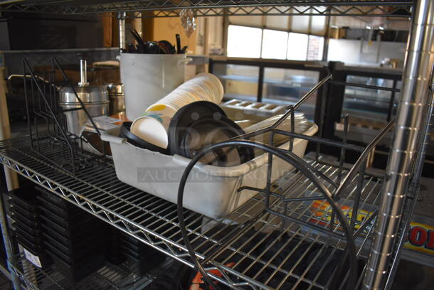 ALL ONE MONEY! Tier Lot of Various Items Including Metal Stand, Poly Utensils, Metal Bins and Metal Paper Towel Dispenser - Image 5 of 7