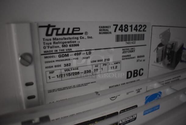 2012 True GDM-49F-LD ENERGY STAR Metal Commercial 2 Door Reach In Freezer Merchandiser w/ Poly Coated Racks. 115/208-230 Volts, 1 Phase. 54x34x78 - Image 5 of 7