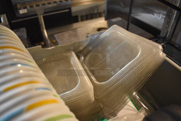 ALL ONE MONEY! Tier Lot of Various Items Including Metal Stand, Poly Utensils, Metal Bins and Metal Paper Towel Dispenser - Image 6 of 7