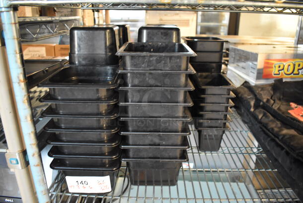 ALL ONE MONEY! Lot of 67 Various Black Poly Drop In Bins; 55 1/6x4, 6 1/6x6 and 6 1/9x4