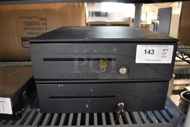 2 Black Metal Cash Drawers. 16x17x5. 2 Times Your Bid!