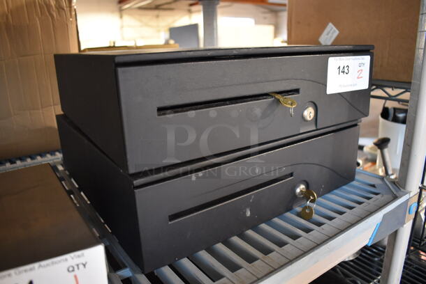 2 Black Metal Cash Drawers. 16x17x5. 2 Times Your Bid! - Image 2 of 4
