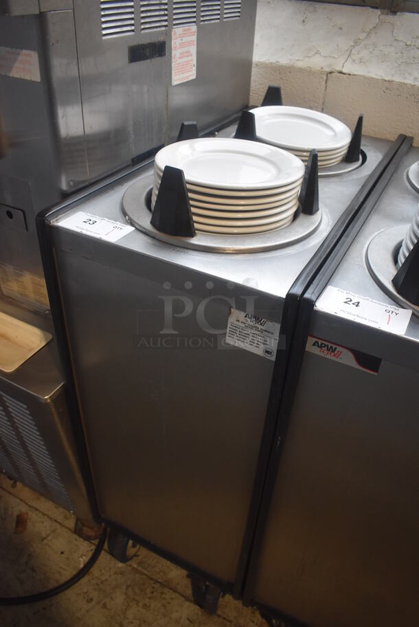 APW Wyott ML2-9-5P Stainless Steel Commercial 2 Well Plate Dispenser w/ Plates on Commercial Casters. 15.5x30.5x41 - Image 2 of 5