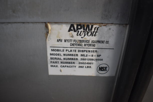 APW Wyott ML2-9-5P Stainless Steel Commercial 2 Well Plate Dispenser w/ Plates on Commercial Casters. 15.5x30.5x41 - Image 5 of 5