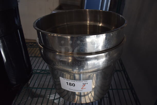 2 Stainless Steel Cylindrical Drop In Bins. 11.5x11.5x9. 2 Times Your Bid!