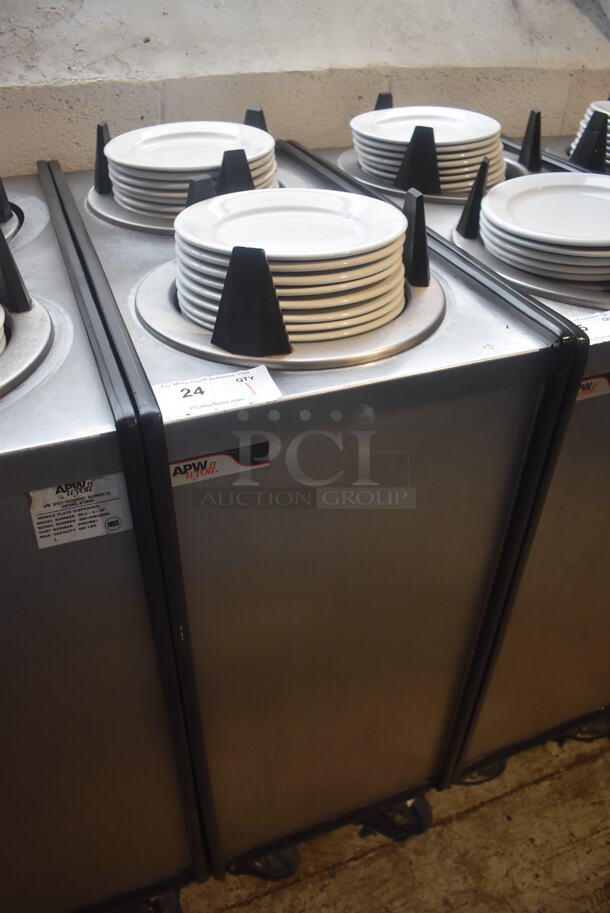APW Wyott ML2-9-5P Stainless Steel Commercial 2 Well Plate Dispenser w/ Plates on Commercial Casters. 15.5x30.5x41 - Image 2 of 5