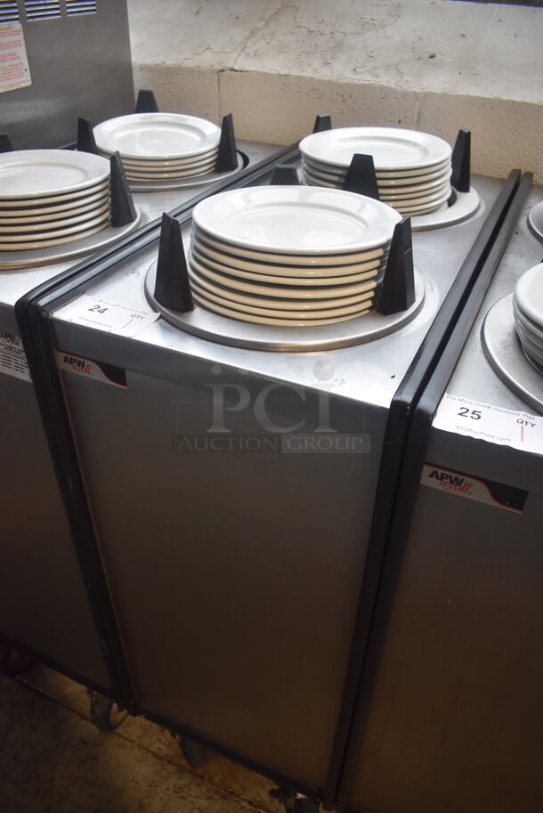 APW Wyott ML2-9-5P Stainless Steel Commercial 2 Well Plate Dispenser w/ Plates on Commercial Casters. 15.5x30.5x41 - Image 3 of 5