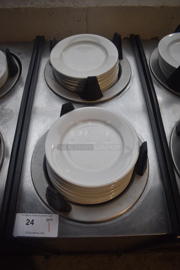 APW Wyott ML2-9-5P Stainless Steel Commercial 2 Well Plate Dispenser w/ Plates on Commercial Casters. 15.5x30.5x41 - Image 4 of 5