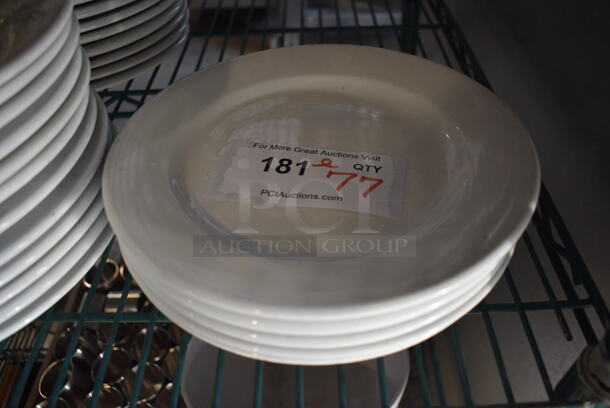 ALL ONE MONEY! Lot of 77 White Ceramic Plates. 9.25x9.25x1