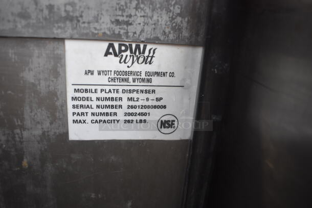 APW Wyott ML2-9-5P Stainless Steel Commercial 2 Well Plate Dispenser w/ Plates on Commercial Casters. 15.5x30.5x41 - Image 5 of 5