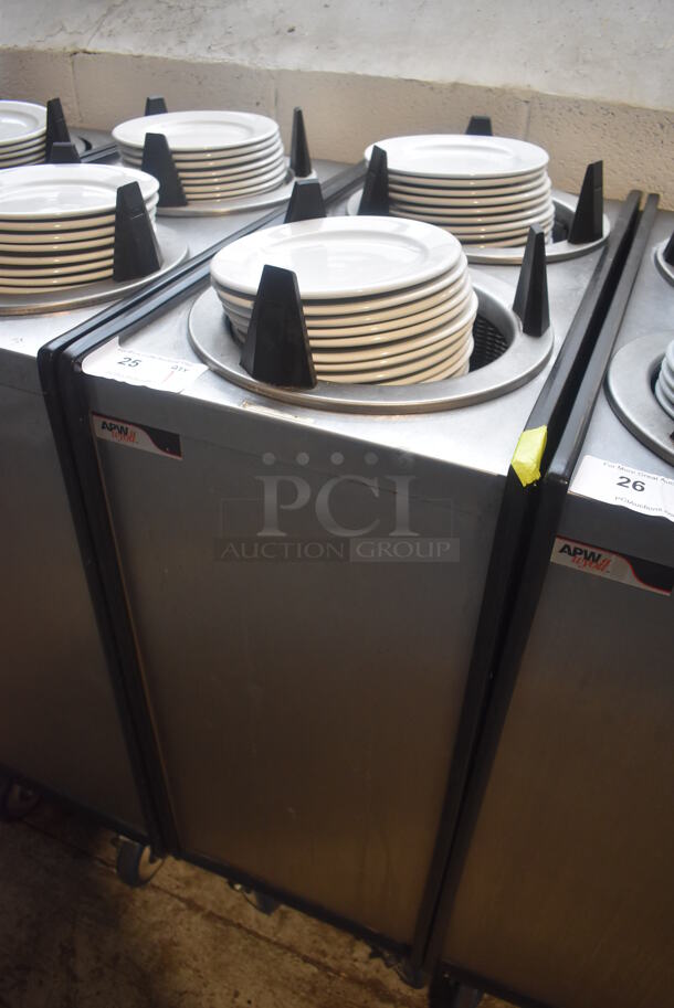 APW Wyott ML2-10 Stainless Steel Commercial 2 Well Plate Dispenser w/ Plates on Commercial Casters. 15.5x30.5x41 - Image 2 of 5
