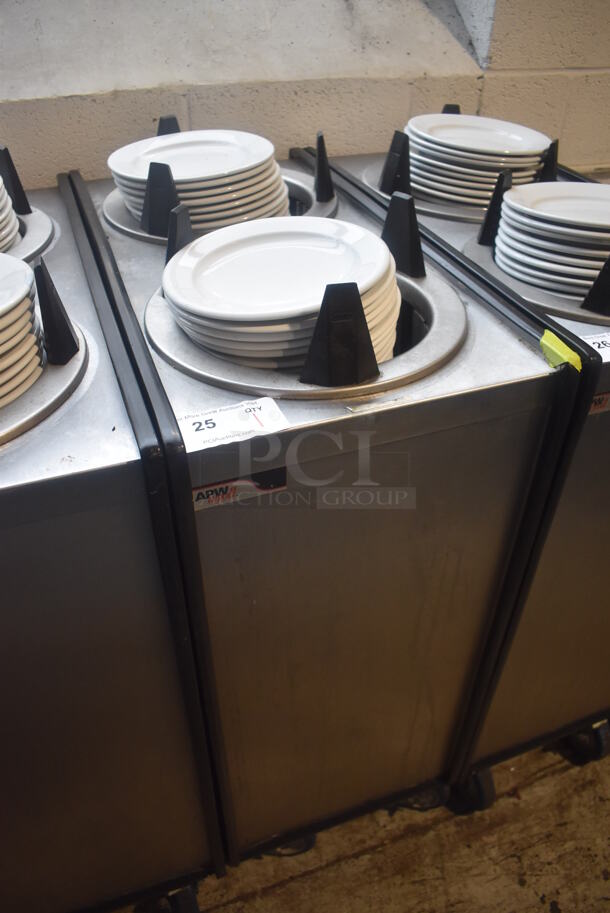 APW Wyott ML2-10 Stainless Steel Commercial 2 Well Plate Dispenser w/ Plates on Commercial Casters. 15.5x30.5x41 - Image 3 of 5