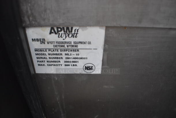 APW Wyott ML2-10 Stainless Steel Commercial 2 Well Plate Dispenser w/ Plates on Commercial Casters. 15.5x30.5x41 - Image 5 of 5