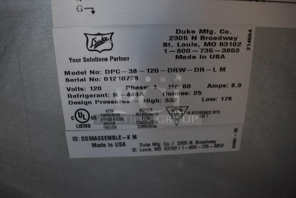Duke DPC-38-120-DRW-DR-LM Stainless Steel Commercial Prep Station w/ 2 Drawers on Commercial Casters. 120 Volts, 1 Phase. 38x36x51. Tested and Working! - Image 8 of 8