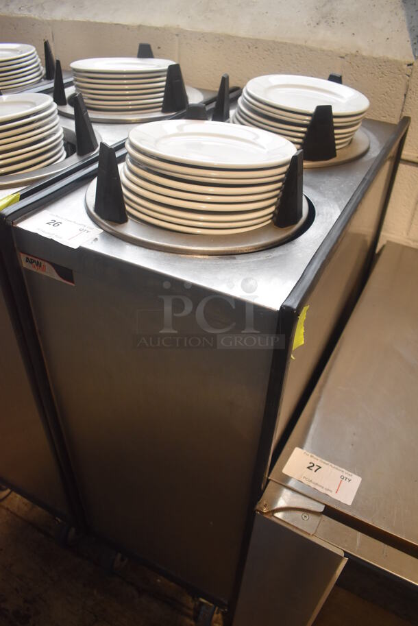 APW Wyott ML2-9-5P Stainless Steel Commercial 2 Well Plate Dispenser w/ Plates on Commercial Casters. 15.5x30.5x41 - Image 2 of 5