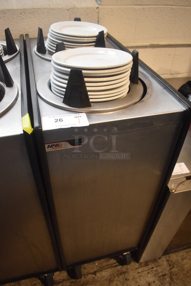 APW Wyott ML2-9-5P Stainless Steel Commercial 2 Well Plate Dispenser w/ Plates on Commercial Casters. 15.5x30.5x41 - Image 3 of 5