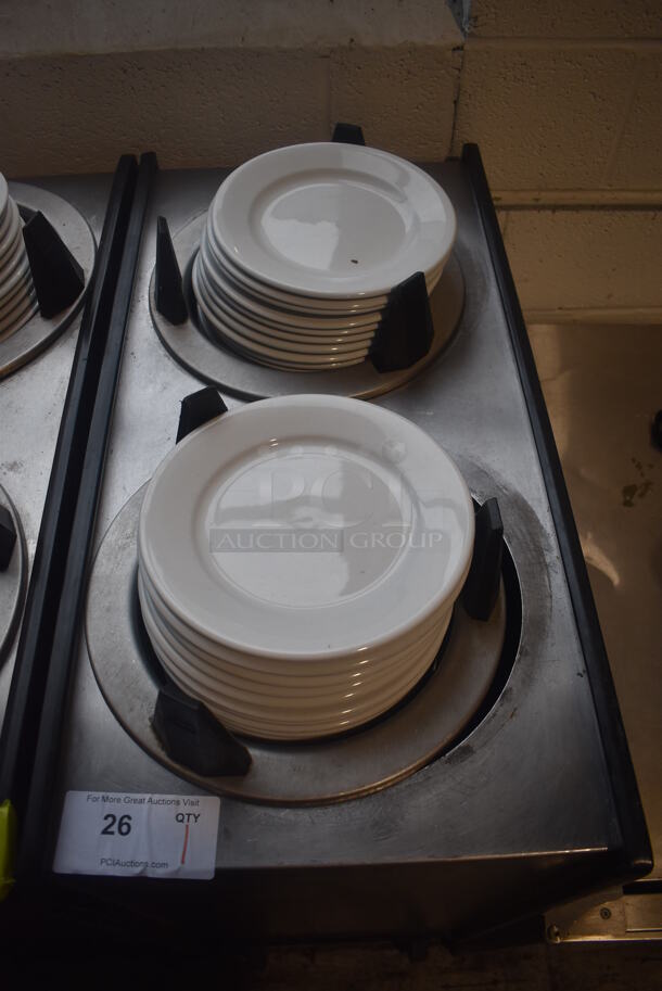 APW Wyott ML2-9-5P Stainless Steel Commercial 2 Well Plate Dispenser w/ Plates on Commercial Casters. 15.5x30.5x41 - Image 4 of 5