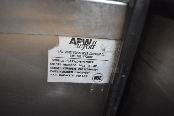 APW Wyott ML2-9-5P Stainless Steel Commercial 2 Well Plate Dispenser w/ Plates on Commercial Casters. 15.5x30.5x41 - Image 5 of 5