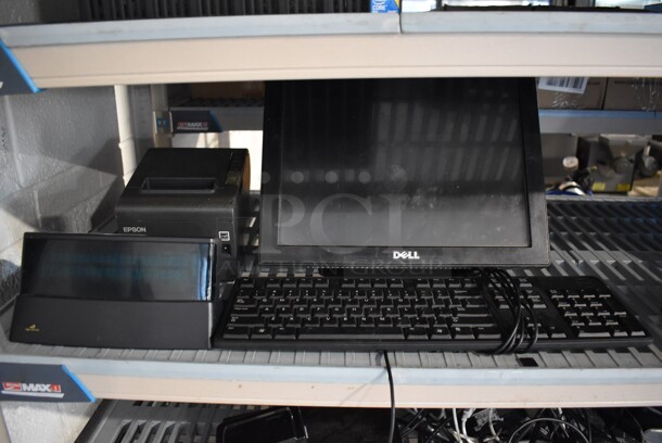 ALL ONE MONEY! Lot of Dell 15" Monitor, Epson M244A Receipt Printer, Screen and Keyboard - Image 1 of 6