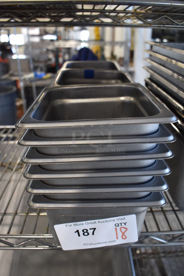 18 Stainless Steel 1/6 Size Drop In Bins. Includes 1/6x4. 18 Times Your Bid!