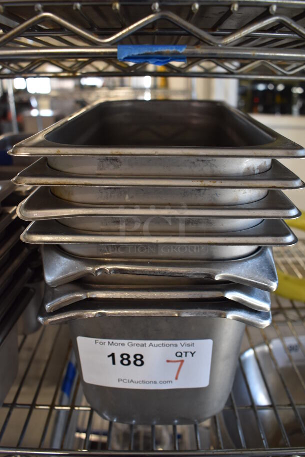 7 Stainless Steel 1/3 Size Drop In Bins. Includes 1/3x6. 7 Times Your Bid!