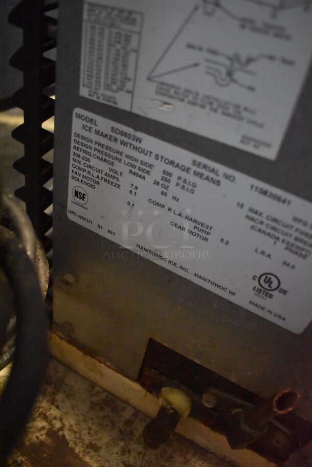 Manitowoc SD0603W Stainless Steel Commercial Ice Machine Head. 208-230 Volts, 1 Phase. 30x25x21.5 - Image 5 of 5