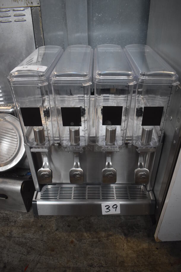 2018 Crathco CS-4E/2D/3D-16 Stainless Steel Commercial Countertop 4 Hopper Refrigerated Beverage Machine. 120 Volts, 1 Phase. 20.5x16x28. Tested and Working!