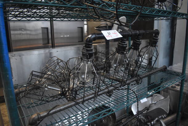 ALL ONE MONEY! Lot of 12 Various Black Metal Wire Light Fixtures; 4 Ten Head, 2 Four Head and 6 Single Head. Includes 26x8x12 - Image 6 of 7