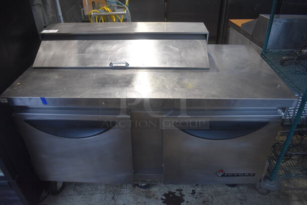 Victory VUR-60 Stainless Steel Commercial Sandwich Salad Prep Table Bain Marie Mega Top on Commercial Casters. 115 Volts, 1 Phase. 60x30x41.5. Tested and Working!