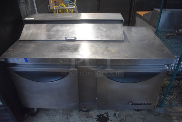 Victory VUR-60 Stainless Steel Commercial Sandwich Salad Prep Table Bain Marie Mega Top on Commercial Casters. 115 Volts, 1 Phase. 60x30x41.5. Tested and Working! - Image 1 of 8