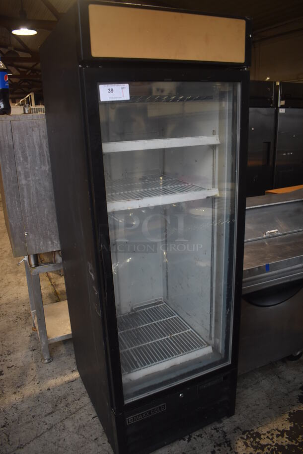 Maxx Cold MXM1-23RB Metal Commercial Single Door Reach In Cooler Merchandiser w/ Poly Coated Racks. 115 Volts, 1 Phase. 27x35x88. Tested and Working!