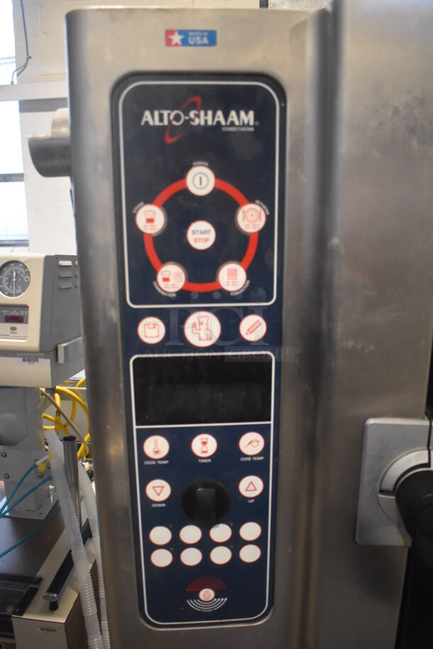 2012 Alto Shaam 10.10 ES Stainless Steel Commercial Natural Gas Powered Convection Oven w/ View Through Door on Metal Equipment Stand w/ Commercial Casters. 208-240 Volts, 3 Phase. 44x32x67.5 - Image 4 of 9