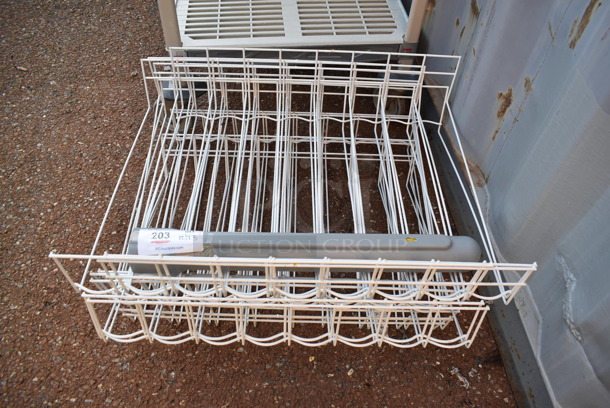 ALL ONE MONEY! Lot of White Poly Coated Drink Slider Racks and Pop Up Caution Tent