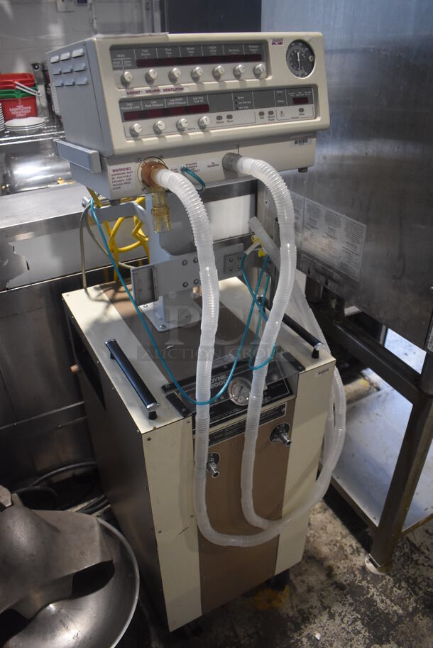 Aridyne 2000 Metal Floor Style Medical Air Compressor System Ventilator on Commercial Casters. 18x22x58 - Image 2 of 10