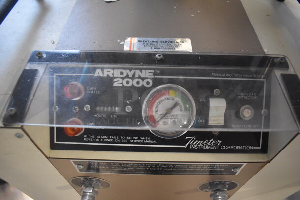 Aridyne 2000 Metal Floor Style Medical Air Compressor System Ventilator on Commercial Casters. 18x22x58 - Image 5 of 10