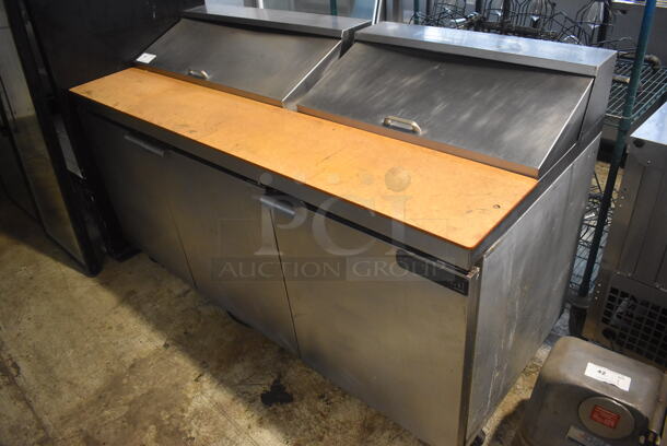 Continental SW72-16 Stainless Steel Commercial Sandwich Salad Prep Table Bain Marie Mega Top on Commercial Casters. 115 Volts, 1 Phase. 72x31x43. Tested and Working!