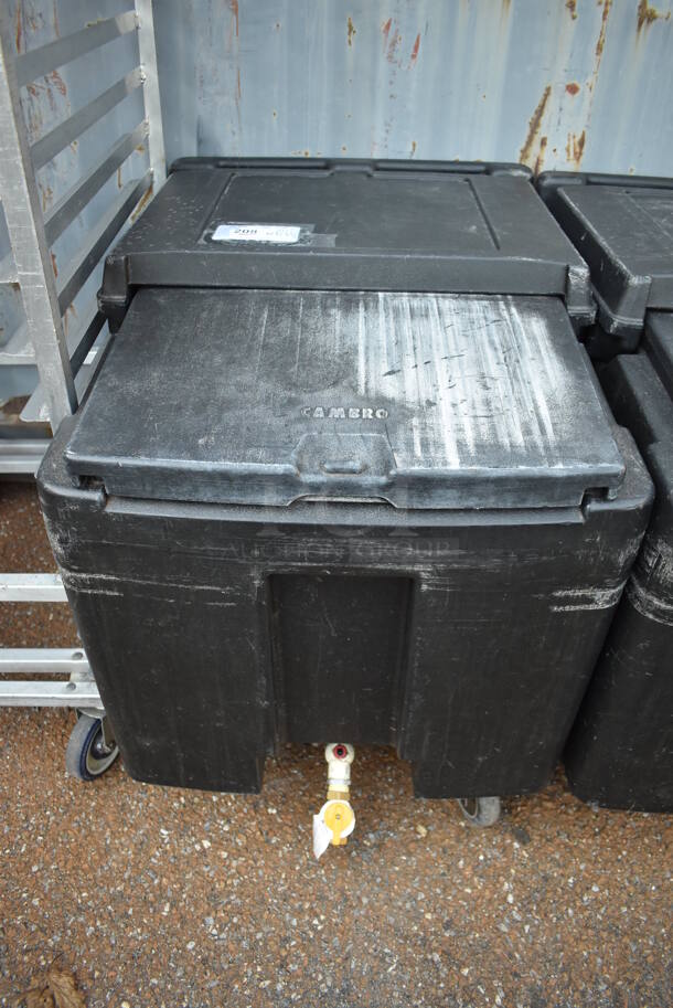 Cambro Black Poly Insulated Ice Bin on Commercial Casters. 24x33x30