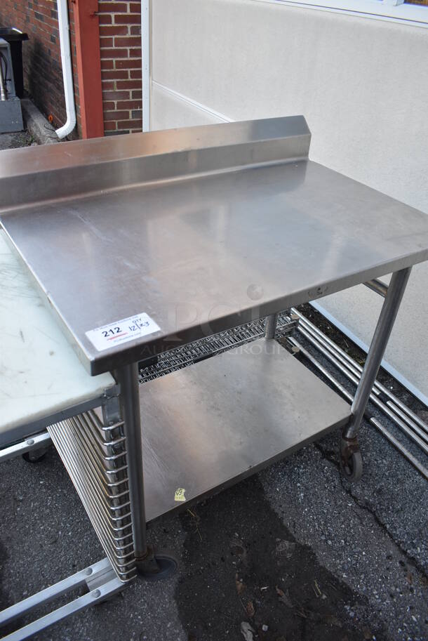 Stainless Steel Table w/ Back Splash and Under Shelf on Commercial Casters. 36x24x39 - Image 4 of 4