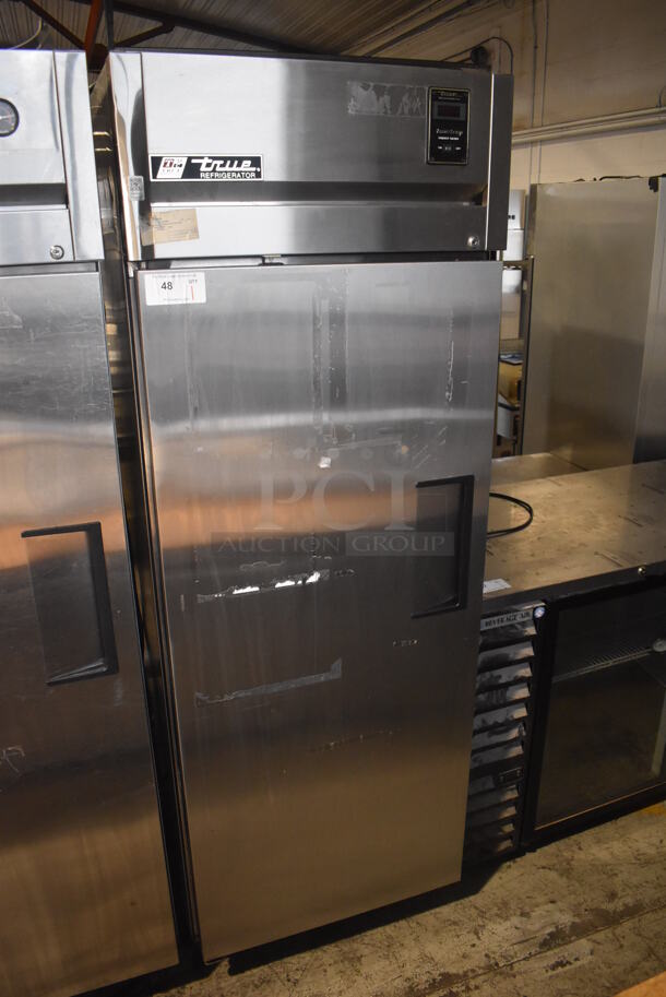 True TG1R-1S Stainless Steel Commercial Single Door Reach In Cooler w/ Poly Coated Racks on Commercial Casters. 115 Volts, 1 Phase. 29x34x82. Tested and Working! - Image 2 of 6
