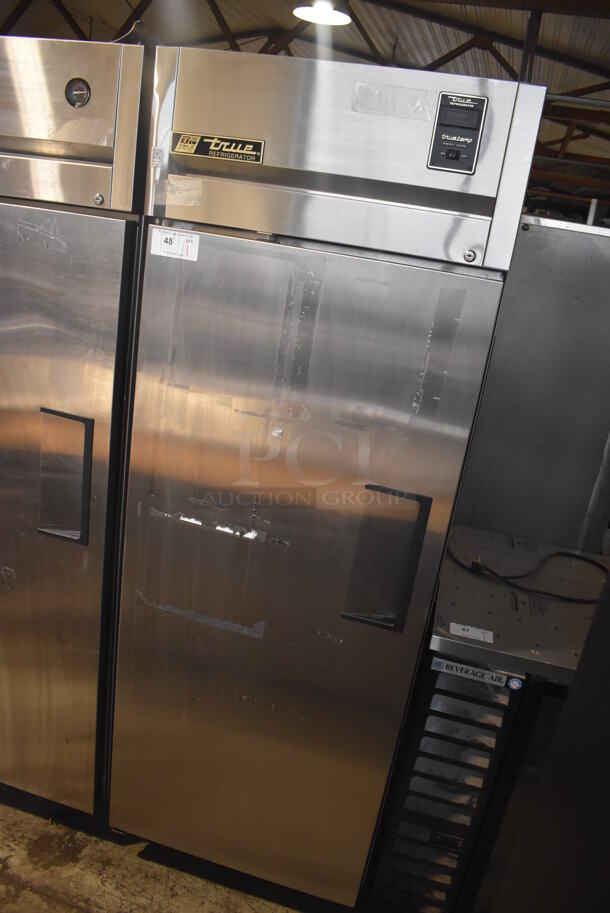 True TG1R-1S Stainless Steel Commercial Single Door Reach In Cooler w/ Poly Coated Racks on Commercial Casters. 115 Volts, 1 Phase. 29x34x82. Tested and Working! - Image 3 of 6