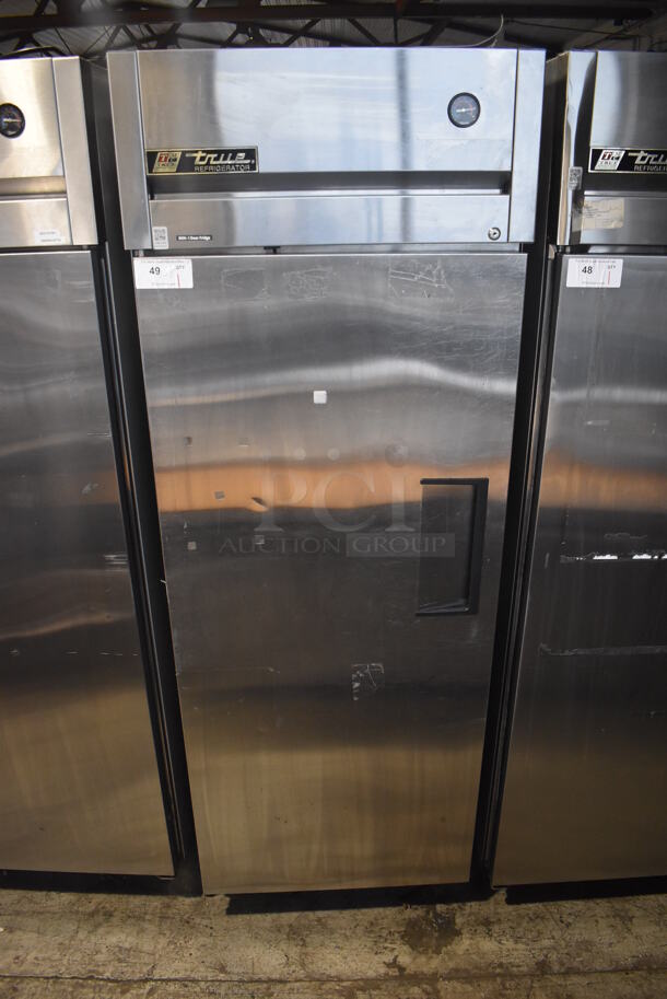 2011 True TG1R-1S Stainless Steel Commercial Single Door Reach In Cooler w/ Poly Coated Racks on Commercial Casters. 115 Volts, 1 Phase. 29x34x82. Tested and Working! - Image 1 of 7